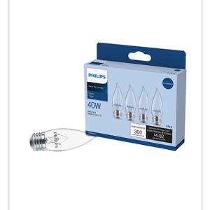 Philips Duramax 40w Clear Medium Ba9.5 Incandescent Bent Tip Light Bulb (4-pack)