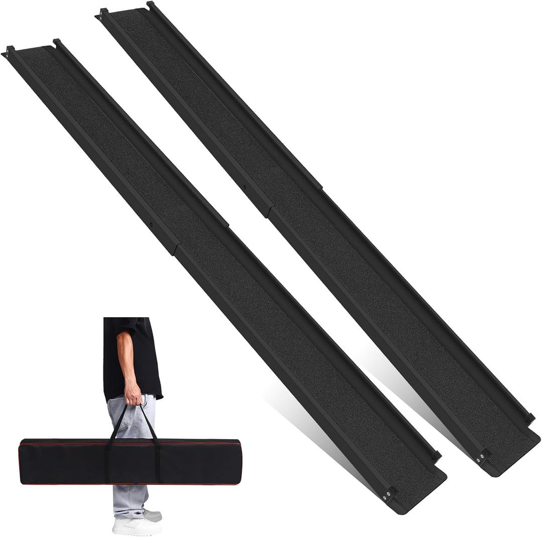 Wheelchair ramp 6FT, Lightweight, Retractable and Portable, can be Used for Wheelchair ramps, Comes with a Handbag-Black