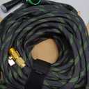 PowerFlow Garden Hose, NON-EXPANDABLE 25 Feet Premium Quality Stainless Steel Metal Water Hose with Durable Fabric Skin, Hose For Commercial, Residential Use, Bonus 10-way Spray Nozzle (25 Ft, Black)