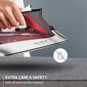 Rowenta Iron, Focus Excellence Stainless Steel Soleplate Steam Iron for Clothes, Retractable Cord, 400+ Microsteam Holes, Powerful steam, LED Display, 1750 W Ironing Clothes, Cordreel, Red DW5433