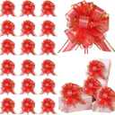 20 Pieces Pull Bow Gift Wrapping Pull Bow Ribbon Pull Bows for Birthday Christmas Wedding Baskets Valentine's Day Gift Boxes Bows(Red)