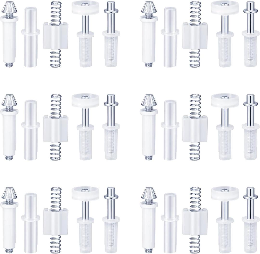 30 Pack Bifold Closet Door Hardware Repair Kit Spring Loaded Top Bottom Pivots Guide Wheels Track Rails for Folding Sliding Closet Cabinet Door Repair Replacement Tool Kit