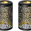 Pendant Lamp Shade Set of 2, Mini Chrysanthemum Straight Cylinder Lampshade 3.5x3.5x5.5 Inches Fixture Replacement Metal Lampshade with 1-5/8 Inch Fitter Opening