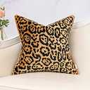 Yangest Black and Gold Square Pillow Cover Cut Velvet Leopard Print Cushion Cover Luxury Modern Pillowcover for Couch Living Room Bedroom,18x18 Inch