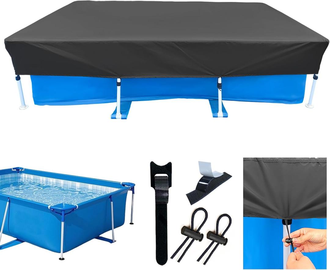 7 x 4 Rectangle Swimming Pool Cover 87 x 59 inch Metal Frame Rectangular Pool Cover for Above Ground Pool 7.3 ft x 4.9 ft Winter Pool Covers 7ft Made of 210D Heavy-Duty Waterproof Oxford Fabric.