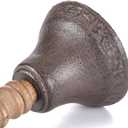 Large Hand Bell, 7.08" H Cast Iron Call Bell with Wooden Handle, Super Loud Hand Bell for Weddings, School Classroom Service and Church