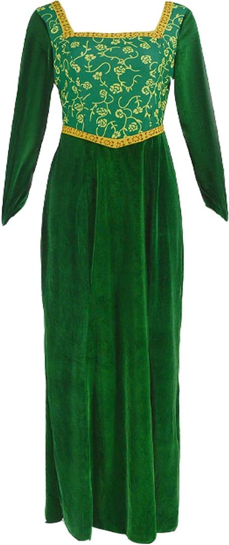 Kids Girls Dress Costume Toddler Princess Cosplay Green Velvet Gown Halloween Outfit 6 years and up (Large)