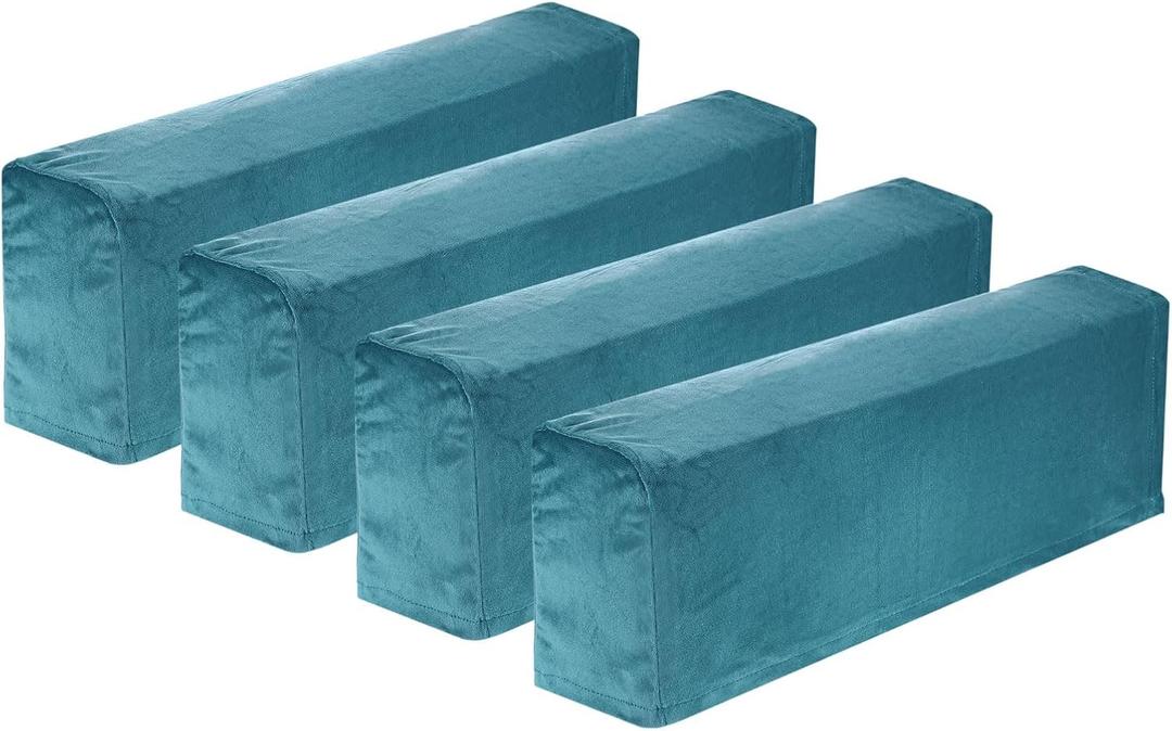 uxcell 4Pcs Twill Stretch Armrest Covers, Soft Armchair Slipcovers Couch Recliner Arm Cover for Chair Sofa Protector, Lake Blue