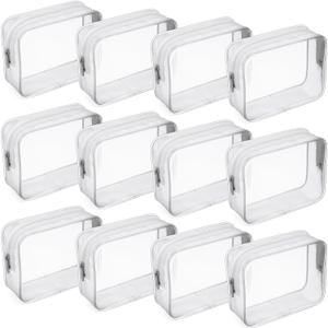 Weewooday 12 Pieces Clear Makeup Bags Cosmetic Storage Bags PVC Zipper Pouches Travel Waterproof Makeup Plastic Case for Women Organizing Toiletries Traveling Bathroom (Large, Matte White)