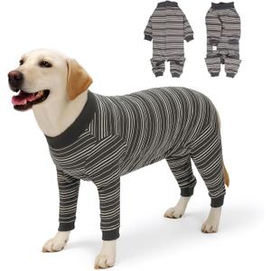 Dog Recovery Suit, Pet Surgery Suits for Female Male, Striped Recovery Shirt Dog Abdominal Wounds Bandages, E-Collar & Cone Alternative, Neuter Stop Licking Onesie Body Suits