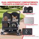 Double Pet Stroller for 2 Small Dogs & Cats, Side-by-Side Twin Travel Carriage with Safety Leashes, Mesh Windows & Double Storage Baskets, Lightweight & Foldable, 44lbs Capacity, Black