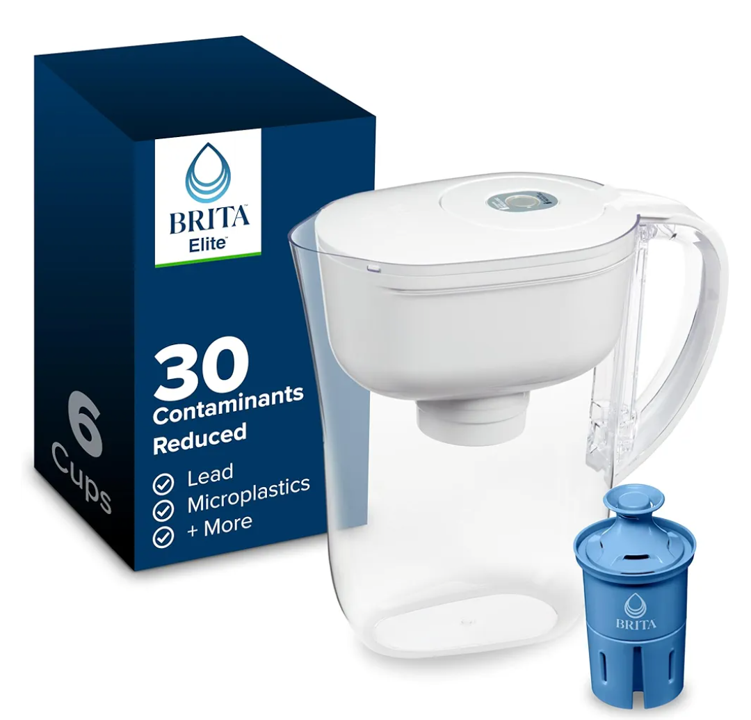 Brita Water Pitcher, Metro Elite Filter, Removes 99% of Lead, Includes 1 Filter, 6 Cup Capacity, White