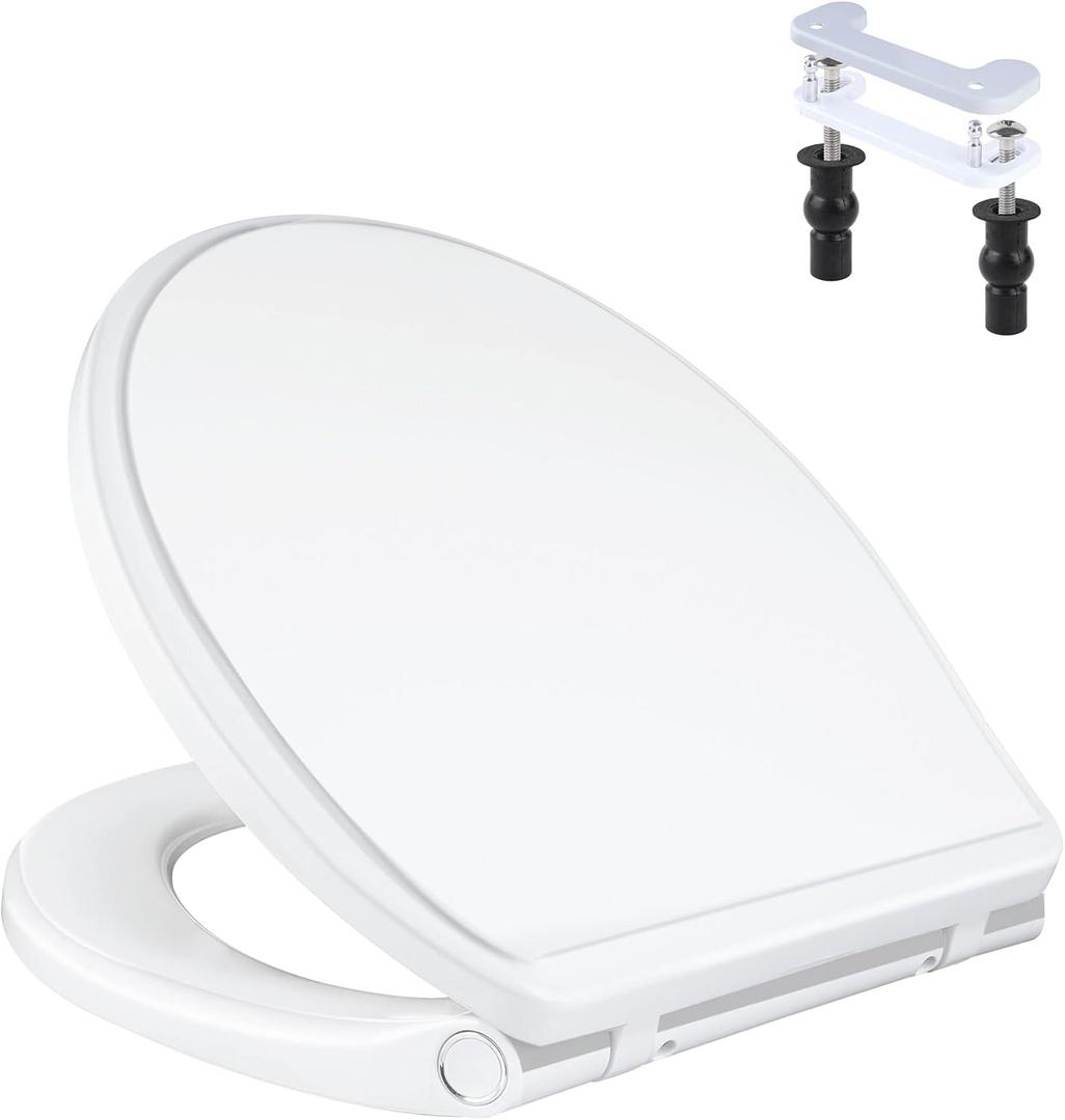 iFealClear Round Toilet Seat Compatible with Kohler, American Standard, TOTO, Slow Close Toilet Seat Cover with Non-Slip Bumpers, Never Loosen Toilet Bolt Hinge, One-Click to Quick Release, White iFealClear Round Toilet Seat Compatible with Kohler, American Standard, TOTO, Slow Close Toilet Seat Cover with Non-Slip Bumpers, Never Loosen Toilet Bolt Hinge, One-Click to Quick Release, White