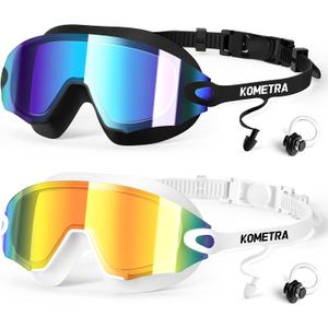 2 Pack Adult Swim Goggles, Frameless Anti-Fog Swimming Goggles | 2 Pack Adult Swim Goggles, Frameless Anti-Fog UV Protection Swim Goggles, Clear Vision Pool Goggles for Men Women