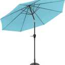 Pure Garden Patio Umbrella with Auto Tilt - 10ft Easy Crank Sun Shade with 19lb Weighted Base for Deck, Outdoor Furniture, or Pool (Blue), Large