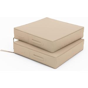 Patio Chair Cushions 24 X 24 X 5 Inch Waterproof Outdoor Seat Cushions for Patio Furniture, Outdoor Sofa Couch Pads with Ties & Handle, Set of 2, Sand