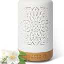 Earnest Living Essential Oil Diffuser White Ceramic Diffuser 100 ml Timers Night Lights and Auto Off Function Home Office Humidifier Aromatherapy Diffusers for Essential Oils (Ceramic Elegance (Set of 1))