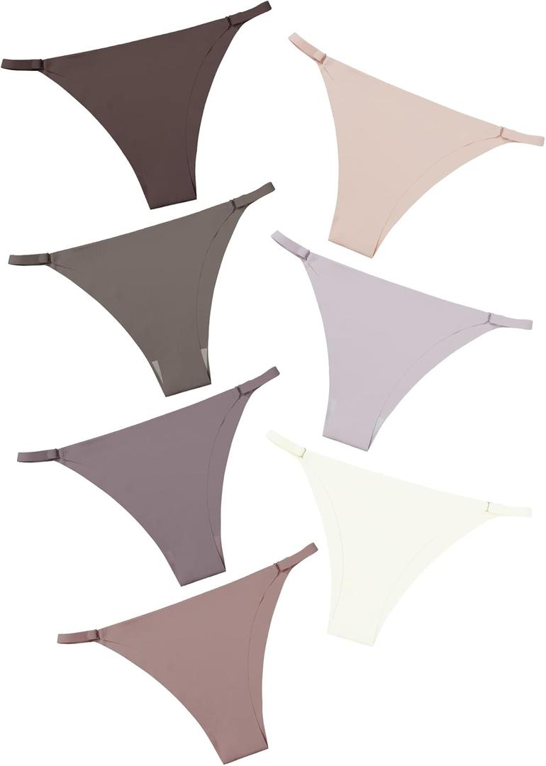 2 x DEANGELMON Women String Bikini Panties Seamless Underwear Microfiber No Show Invisible Stretchy Soft Pack (L)