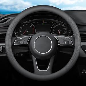 XHRING Car Steering Wheel Cover for Toyota Camry Rav4 Corolla Highlander Sienna CHR Avalon FJ Land Cruiser Yaris SE XSE LE Hybrid XLE TRD Cross Limited Platinum Accessories, 2025 Leather Black-M