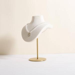 Velvet Hanging Jewelry Holder Organizer, Small Necklace Mannequin, Metal base Jewelry Bust display stands for sellingBeige