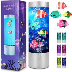 Bubble Fish Lamp, Sensory Bubble Tube Lamp, Artificial Fish Tank with Moving Fish, to Light Up Your Life Like a Lamp, Fish Tank Light and Aquarium Lamp, Excellent Gift for Kids & Adults