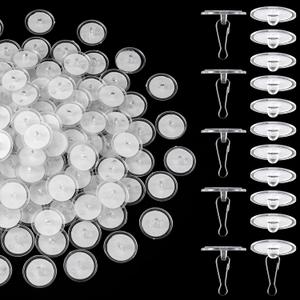 100 Pack Self-Adhesive Ceiling Hooks for Hanging, Sticky Transparent Discs with Metal Hooks, No-Drill Wall Hanger for Christams Wedding Birthday Party Decorations