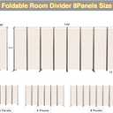 CHOSENM Room Divider, 8 Panel Folding Privacy Screens with Wider Support Feet, 6 Ft Portable Room Partition for Room Separator, 176" W X 71" H, Beige