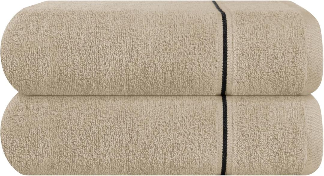 MyOwn Cotton 2 Pack Oversized Bath Towel Set 28x55 inches, Large Bath Towels, Ultra Absorbant Compact Quickdry & Lightweight Towel, Ideal for Gym Travel Camp Pool - Tan