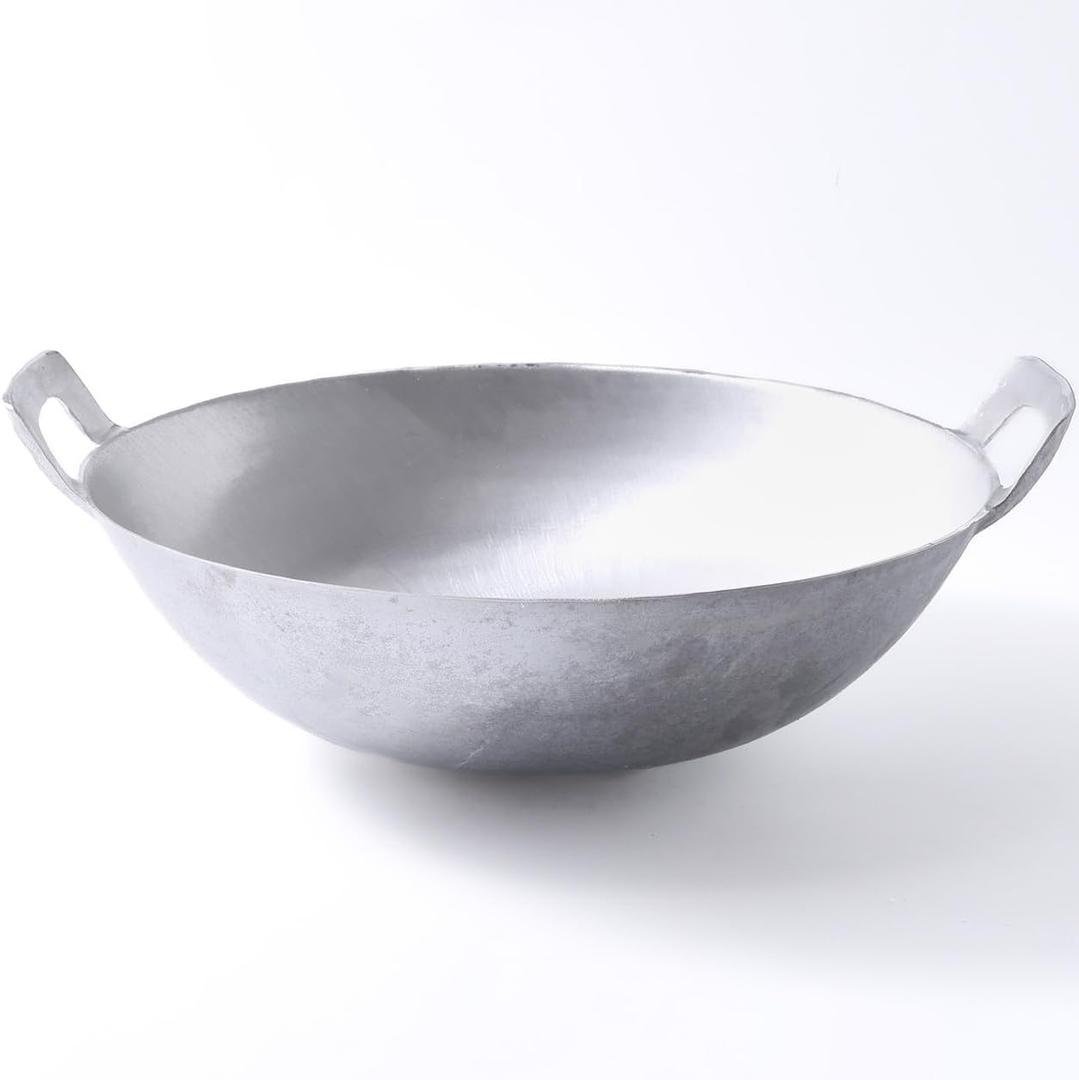 Kawali Filipino Wok - 13 Inch Aluminum Double-Handle Deep Round-Bottom Pan for Pancit, Stir-Fry & Shallow Frying Traditional Filipino Cookware, Gas & Outdoor Burner Friendly