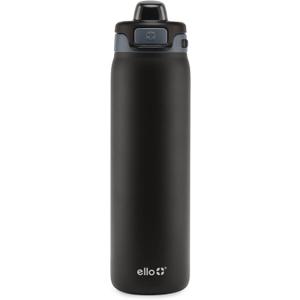 Ello Pop & Fill Stainless Steel Water Bottle with Quick Fill Technology, Double Walled Vacuum Insulated Metal, Leak Proof Locking Lid, Sip & Chug, BPA Free, Holiday Gift for Him Her, 22oz, 32oz, 40oz (Tonal Black)