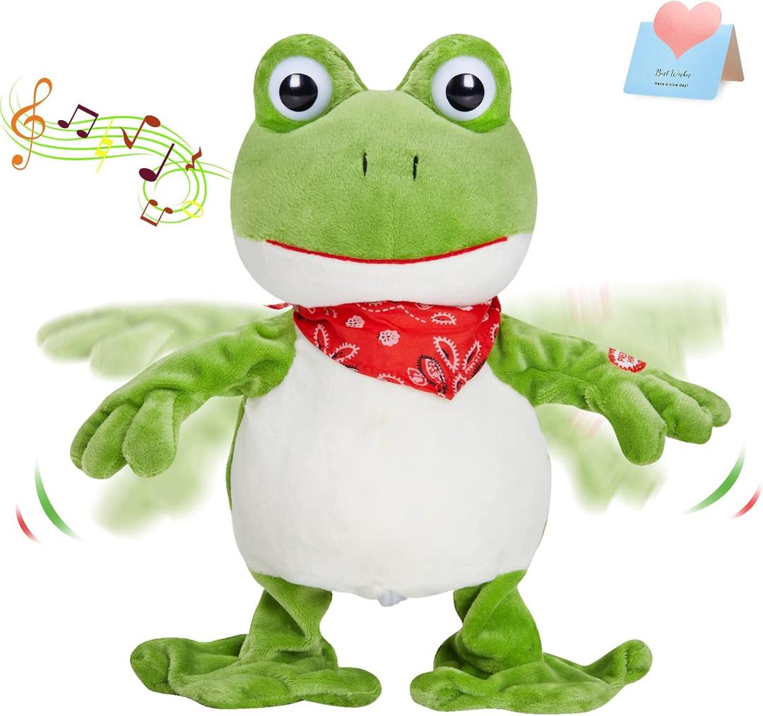 Houwsbaby 12 Green Frog Toy Croaking Frog Musical Stuffed Animal Frolick Froggy Shaking and Waving Electronic Interactive Animate Plush Toy Birthday Holiday Present