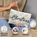 Minimalist Christmas Makeup Bag for Women, Funny Family Merry Christmas Santa Claus Cosmetic Bags, Farmhouse Xmas Winter Holiday Zipper Makeup Pouch for Purse