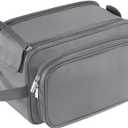 Buruis Extra Large Toiletry Bag for Men, Travel Toiletry Organizer Dopp Kit Water-resistant Shaving Bags, PU Leather Cosmetic Bathroom Shower Bag for Toiletries, Grooming, Accessories (Grey) (XL)
