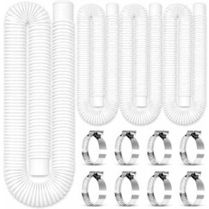 Replacement 1.25"59" Pool Hoses for Above Ground Pools, Above Ground Pool Hoses for Filter Pumps, 4 Pack with 8 Metal Clamps (White)