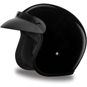 Daytona Cruiser Helmet - Hi-Gloss Black - Lightweight 3/4 Shell Motorcycle Helmet with Removable Gloss Black Bubble Visor Added - Bluetooth Compatible - L - 2.30 Pounds