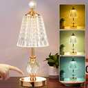 IMQSQIK Crystal Cordless Table Lamp LED Touch Lamp, Built-in 5200 mAh Battery, Wireless USB Charging - Adjustable Light 3 Colors Light Source - Suitable,Bar,Restaurant,Room,Living Room,Outdoor（Gold）