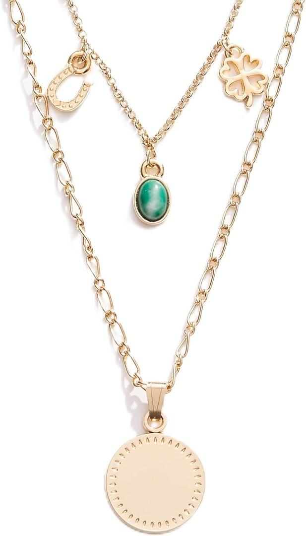 Alex and Ani A21ENLYRDSG,Luck & Prosperity 18-21'' Layered Necklace,Shiny Gold,Green,Necklace