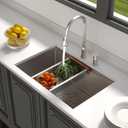 Lordear 28 Undermount Kitchen Sink Stainless Steel 16 Gauge Under Counter Workstation Sink Single Bowl 304 Stainless Steel One Basin Handmade Sinks