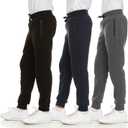 PURE CHAMP 3Pk Boys Sweatpants Fleece Athletic Workout Kids Clothes Boys Joggers with Zipper Pocket and Drawstring Size 4-20 (Black, XS)