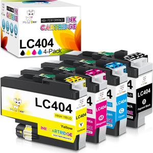 MS DEER LC404 Ink Cartridges for Brother Printer, Compatible Replacement for Brother LC 404 XL LC404XL BK/C/M/Y Combo High Yield Work for MFC-J1205W MFC-J1215W 4-Pack (Black Cyan Magenta Yellow)