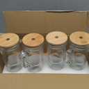 24oz Glass Cups with Lids and Straws - Glass Tumbler cup with bamboo lids and straw iced coffee cup