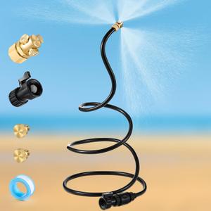 Hose Misters for Outside Patio with 3 Nozzles, 6.6FT Portable Aluminum Hose Mister, Fine Misting System for Cooling, Patio, Garden, Backyard, Water Mist Playing(1 Pack)