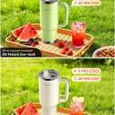 40 Oz Insulated Tumbler with Flip Straw Lid - 100% Leakproof, 100% Clean, Vacuum insulated Stainless Steel | BPA-Free, Handle & Cupholder Compatible - 24H Cold, Travel/Gym/Office (Cream)