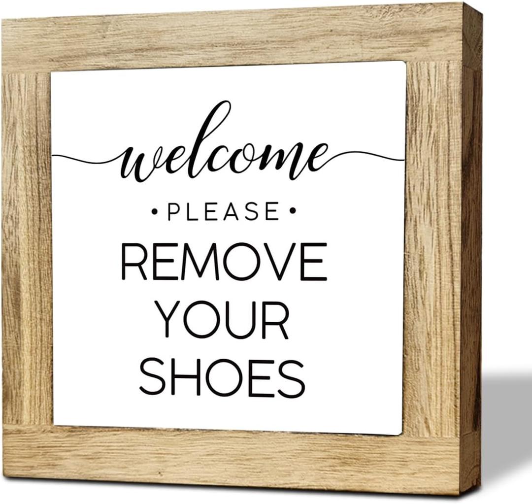 Please Remove Your Shoes Off Front Door Sign, Farmhouse Furniture Welcome to Decor, No Shoes Sign For House, Home Shelf Decoration, Welcome Decor, New Home Housewarming Gift