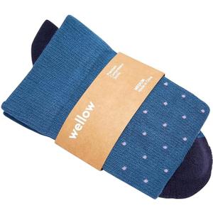 Wellow Premium Socks (Compression Socks - Regular) for Men & Women, Made with Viscose from Bamboo, Knee High, 18-25 mmHg (Medium, Cobalt - Dot)
