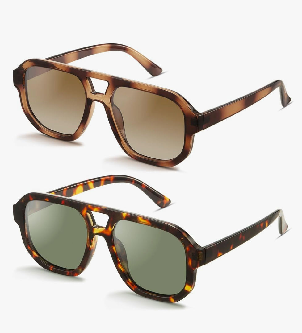 livho Trendy Polarized Square Aviator Sunglasses Women Men Square Eyewear Frame, Retro Sun Glasses for Women Men 2025 Shades