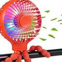 Versatile Handheld Stroller Fan Red