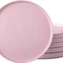 AmorArc Ceramic Dinner Plates Set of 6,10.0 Inch Matte Stoneware Plates for Kitchen,Modern Flat Dinnerware Dishes Set,Microwave& Dishwasher Safe, Scratch Resistant, Matte Pink