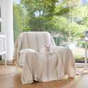 Fuyulacom Couch Cover for Dogs Washable Sofa Cover, Sectional Couch Covers, Sofa Covers for 2 Cushion Couch, Non Slip Stripe Sofa Slipcovers Furniture Protector (Beige, 71x134)