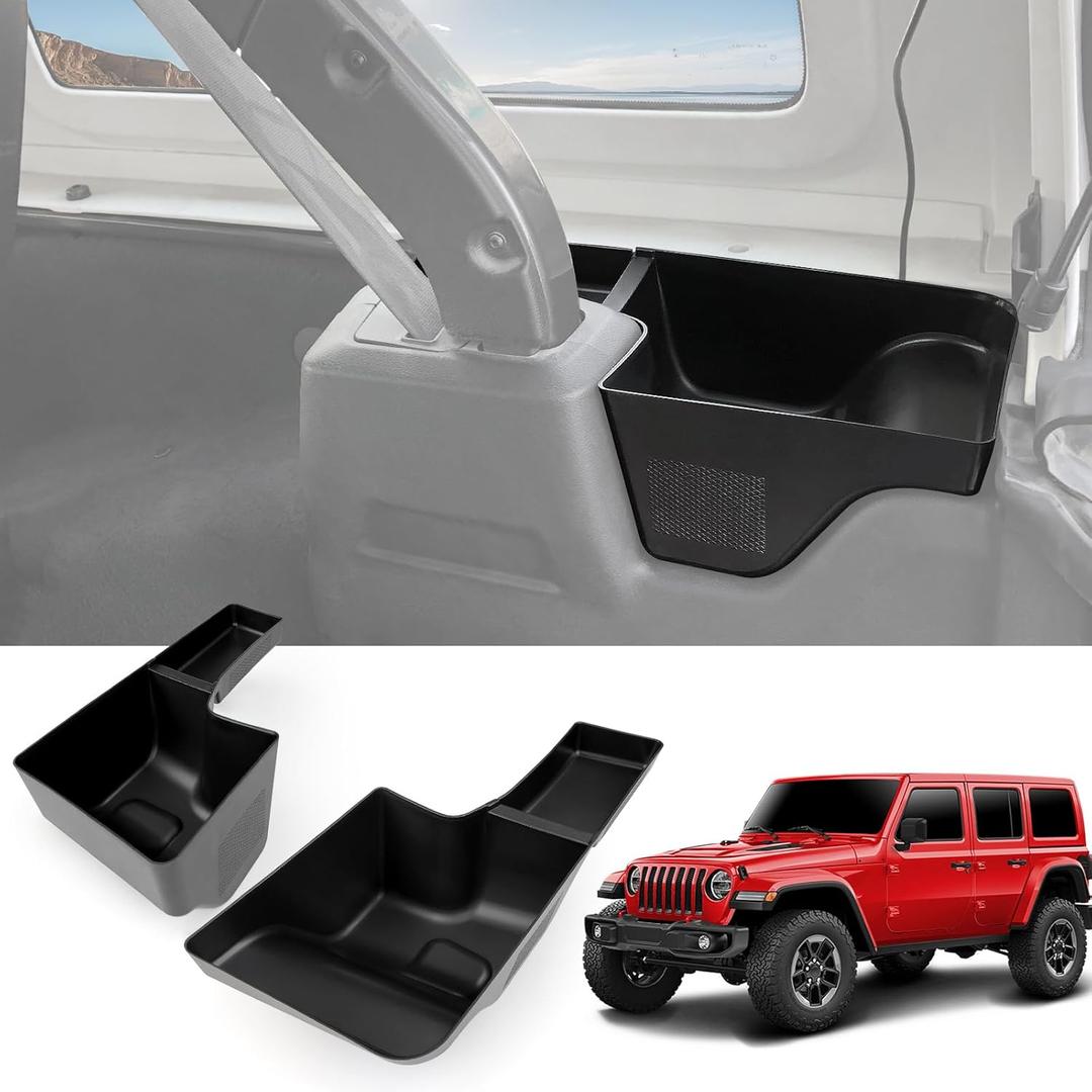 Wheel Well Storage Bin Fit for 2018-2023 Jeep Wrangler JL JLU 4XE Rear Trunk Side Storage Box Cargo Organizer Cargo Tray for Wrangler JL 4dr Accessories(18-23 Trunk Organizer, Not Gladiator)